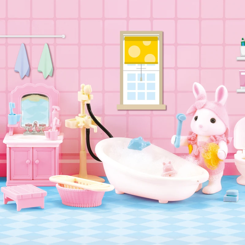 

DIY Christmas Gift Toy Forest Family 1:12 Mini Doll House Furniture Bathroom Dining Room Kitchen Bedroom Set