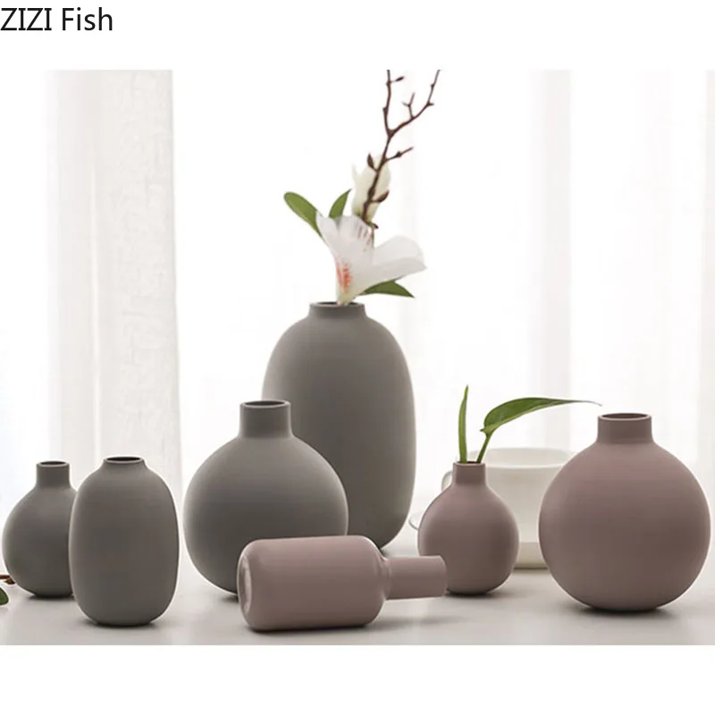 Матовое ремесло мини керамическая ваза с цветочной вставкой вазы для цветочных