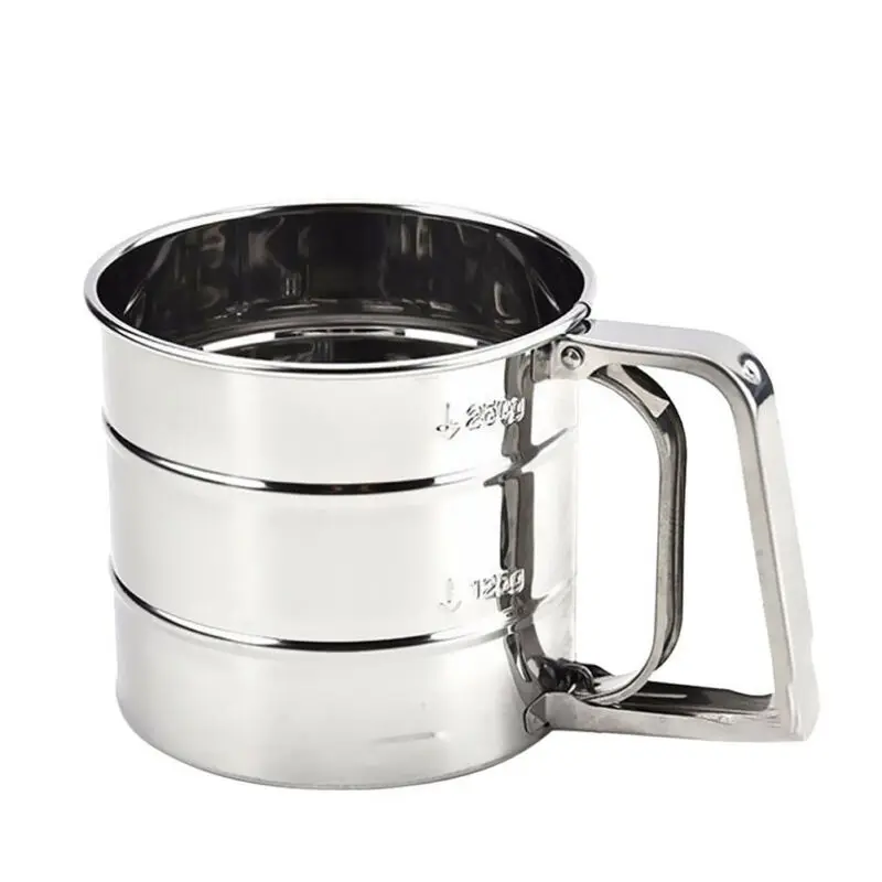 Кухня Нержавеющая сталь мукопросеиватель Портативный дома ручной сетчатая мука