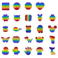 100pcslot pop rainbow gradient anti stress push fidget toys adult kids squishy simple dimple gift figet game toys