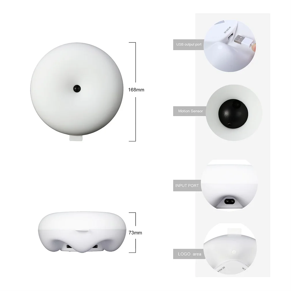 

Icoco Smart Gesture Sensor Light Led Magic Sensor Lamp Usb Fast Charging Port Donut Shape Cordless Portable Q7 White