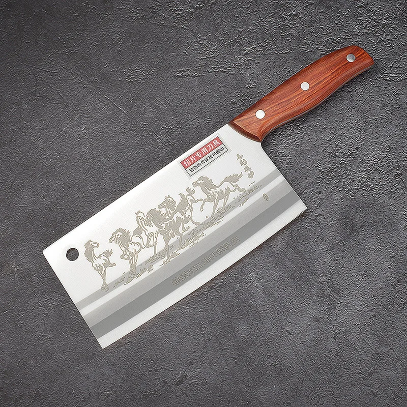 

Chef Knife 9cr18mov Stainless Steel Household Knife Kitchen Items Printed with Chinese Eight Horses Pattern Kitchen Knife