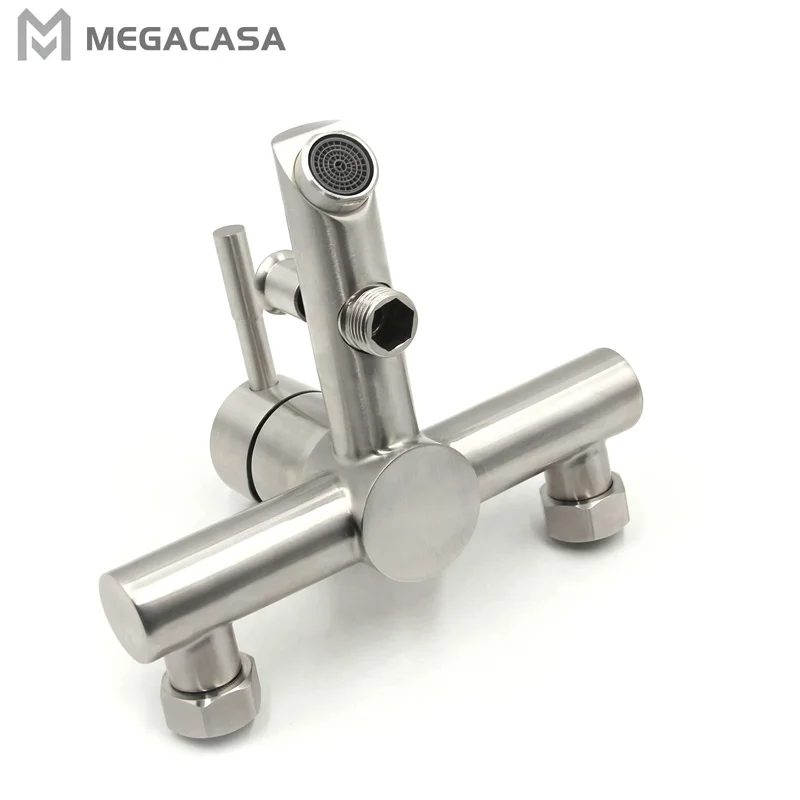Shower Set Adjustable Height Faucet Contemporary Style Stainless Steel Wall Mounted Bath Handheld |