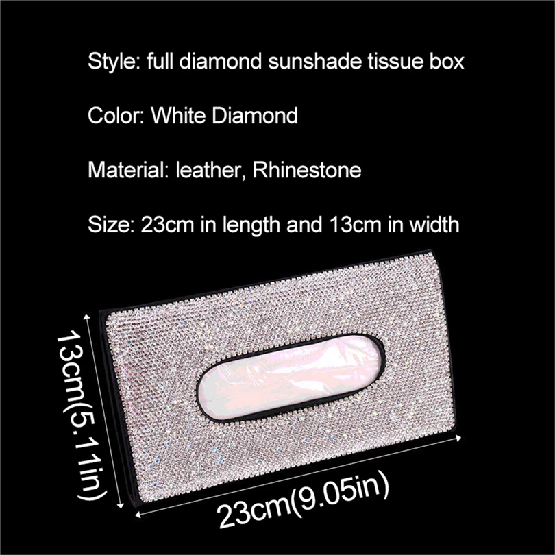 

Visor Face Mask Holder Diamond encrusted for car, efillable with up to (20pcs) 3-ply Disposable Mask Storage Box Car Accessories