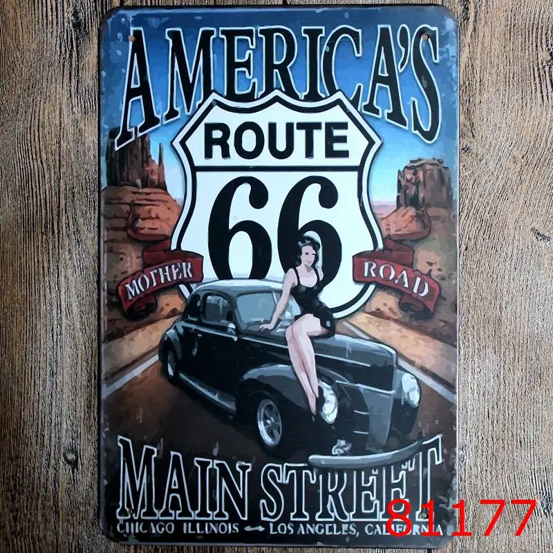 Классические настенные стикеры s винтажные оловянные знаки Route 66 стикер на стены