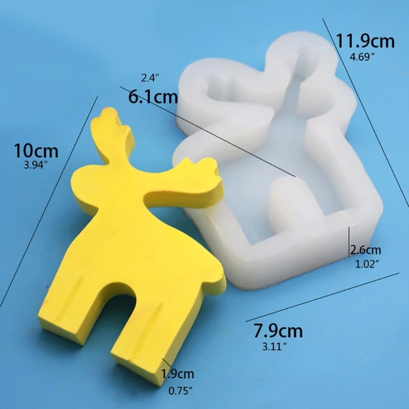 

13MC Christmas Elk Decorations Epoxy Resin Mold DIY Ornaments Casting Silicone Mould