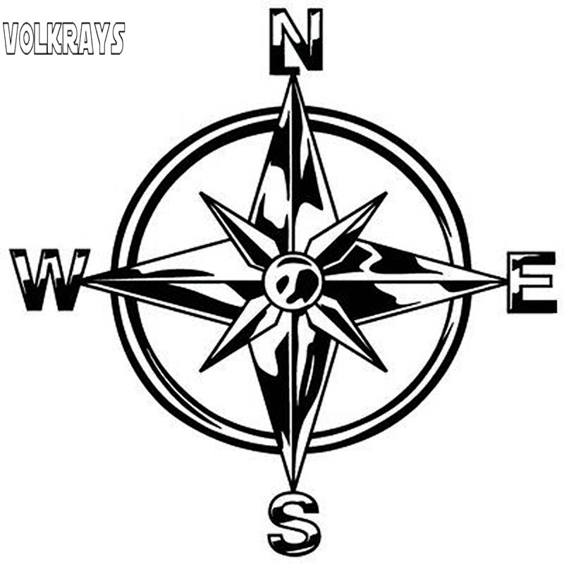 

Volkrays Personality Car Sticker Nswe Tribal Compass Rose Nautical Star Accessories Vinyl Decal Black/Silver,14cm*14cm