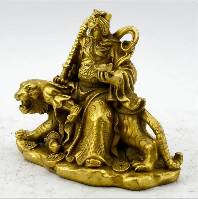 Чистая бронза езда тигр Wu Бог богатства Zhao gongming домашняя мебель фэн шуй