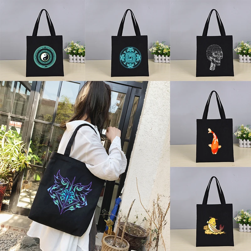 

Ancient Style Canvas Bag Shopping Bags for Boutique Products Designer Handbags Tote Shopper Shoulder Customizable Other Printed