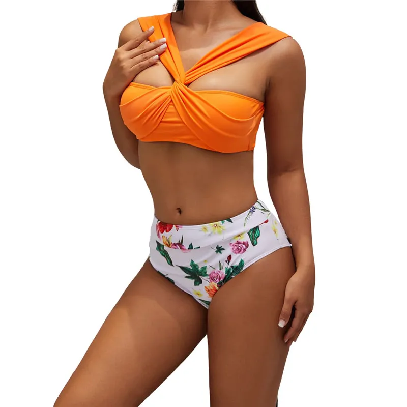 Новый купальник hirigin с высокой талией и цветочным рисунком Женский комплект