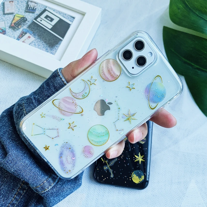 Блестящий Прозрачный мягкий силиконовый чехол из ТПУ для iPhone 6 6s 7 8 Plus 10 X XS XR 11 Pro