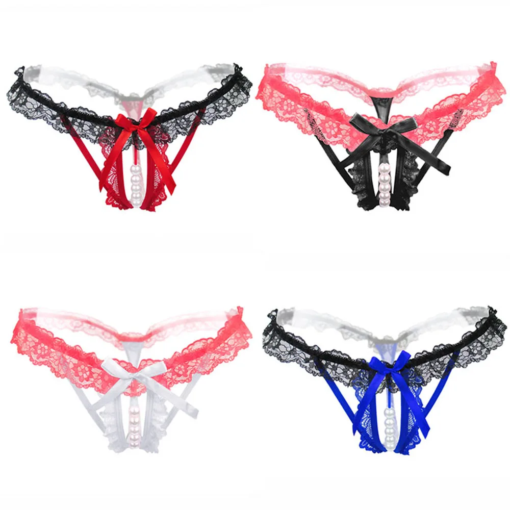

Hot Sale Fashion Women Sexy Lingerie Low Waist Bow Lace Thong Panty G String Sexy Bragas Women Underwear