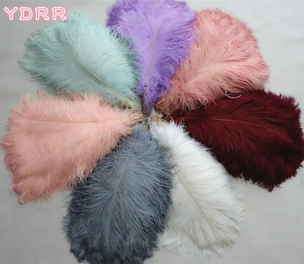 50 шт. отбеленные узоры перышки страуса белоснежные свадебные 35 55 см крашеные