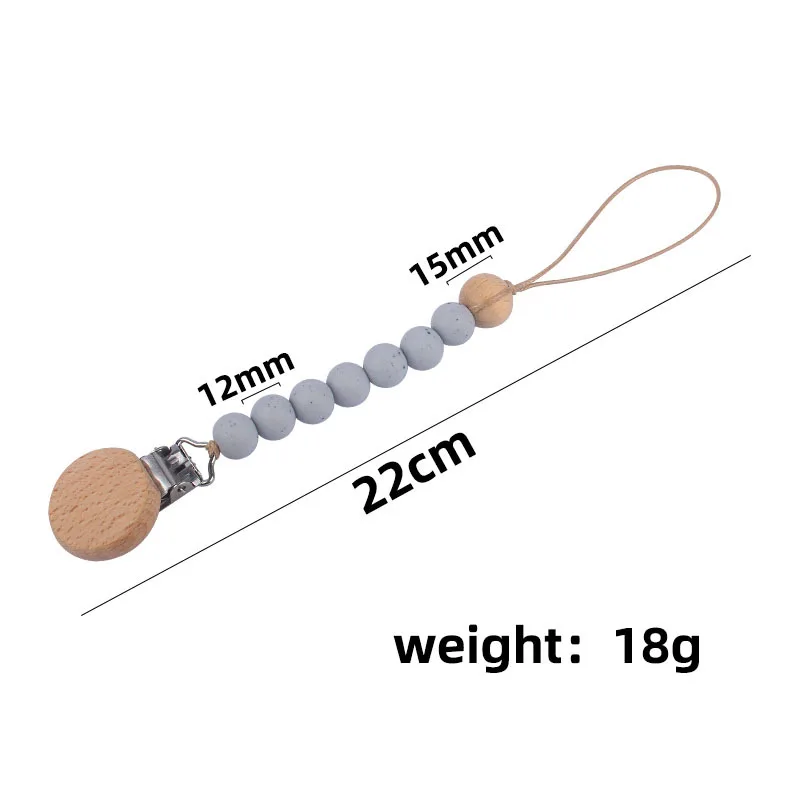 Cadena de chupete de silicona sin BPA, portachupetes con pinza, cadenas de chupete, juguetes de dentici&oacute;n para beb&eacute;, regalos para morder, Color s&oacute;lido-5