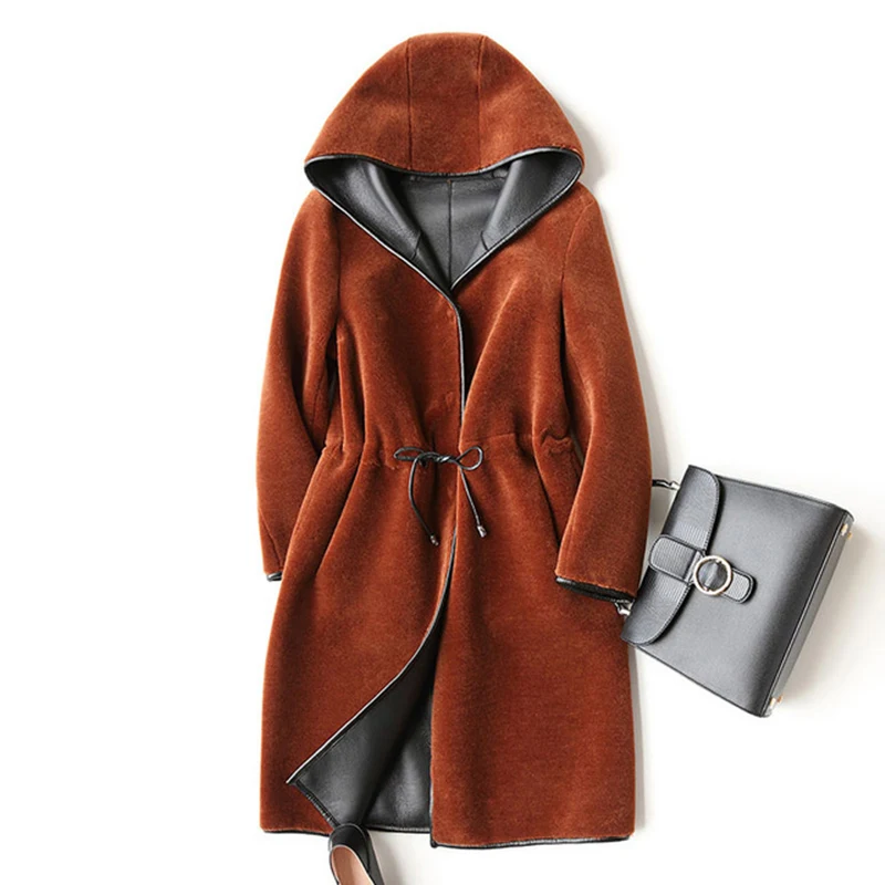 Пальто из овечьей шерсти пальто натурального меха ягненка зимнее женское 2020