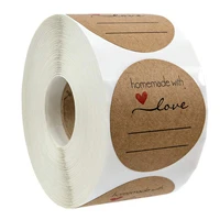 500 labels per roll handmade with love stickers seal labels natural kraft thank you for cake packaging sticker stationery