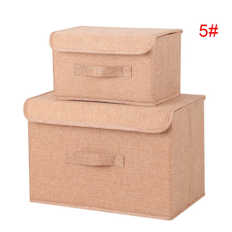 2 шт./компл. коробка для хранения из хлопко льняной ткани складной вместительный