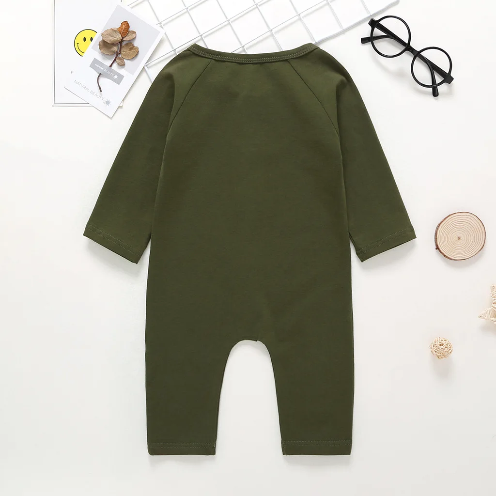 Детский комбинезон Армейский зеленый с длинными рукавами Одежда для маленьких