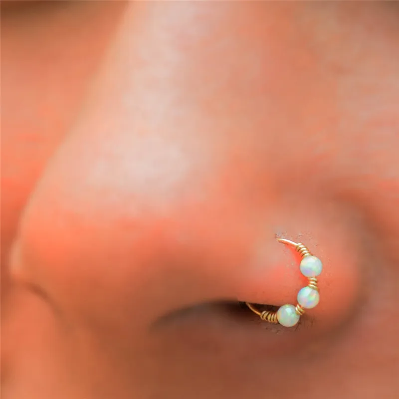 Gold Filled/925 Silver Real Piercing Nose Ring 10MM Handmade Faux Septum Jewelry  Punk Ring Clip On Septum Hoop Jewelry