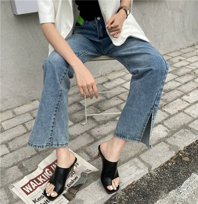 Шлепанцы женские на платформе и высоком каблуке резиновые сандалии квадратный