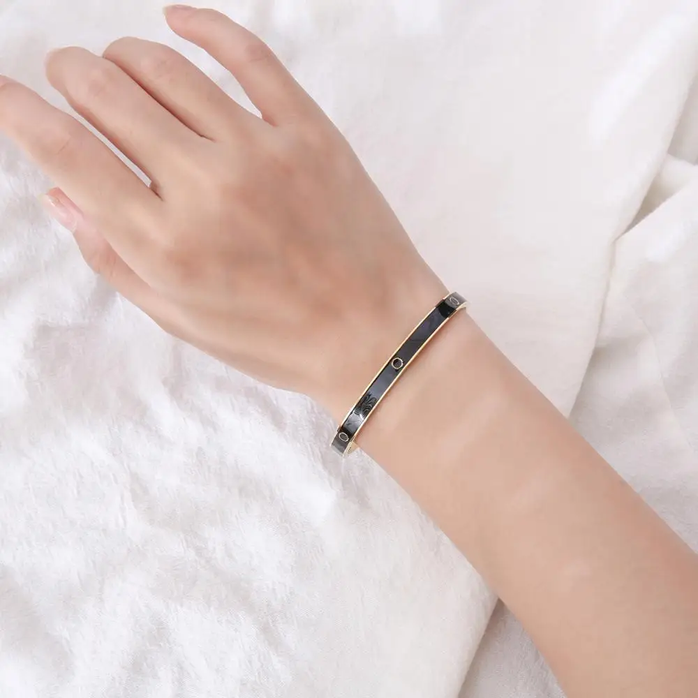 

Fashion Woman Cuff Bracelet You Are My Sunshine Stainless Steel Black Bangle for Women Lover Gift Jewelry Engraved Bracelet
