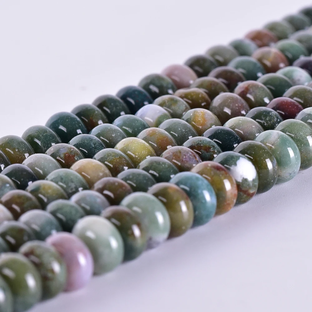 

Asingeloo Fctory Price Natural Stone Smooth Indian Agat Round Loose Beads 15" Strand 6*10MM Pick Size For Jewelry Making