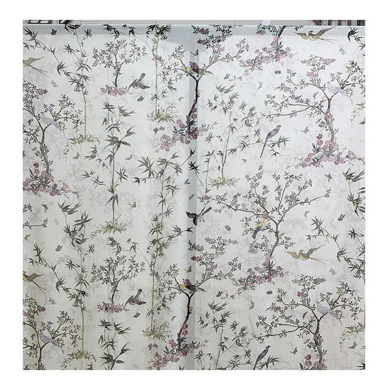 

Red Raspberry bamboo leaf bird silk along yarn summer silkworm silk ancient Han nationality style clothing fabric Free shipping