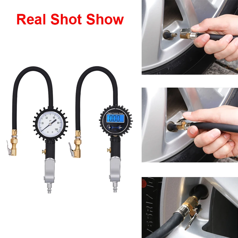 Цифровой манометр для шин 0 230 измеритель давления в шинах автомобиля мотоцикла с
