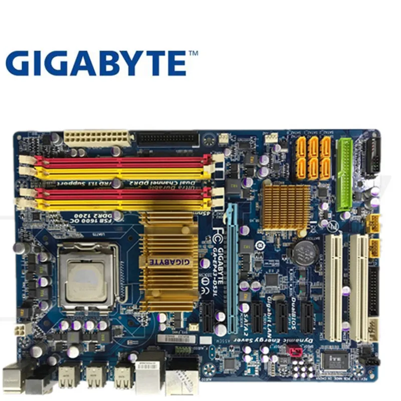 GIGABYTE GA-EP43-DS3L настольная материнская плата P43 разъем LGA 775 для Core 2 Pentium D DDR2 16G ATX оригинальная б/у EP43-DS3L материнская плата