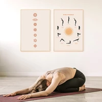 surya namaskar yogo gesture posters and prints beige quote canvas painting decoration wall art pictures for gym yogo room decor
