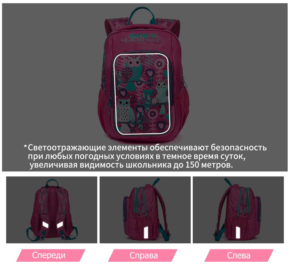 Primary Children School Bags for Girls School Backpacks Cartoon Owl Pattern Night Reflective Orthopedic Backpack for Grade 1-6