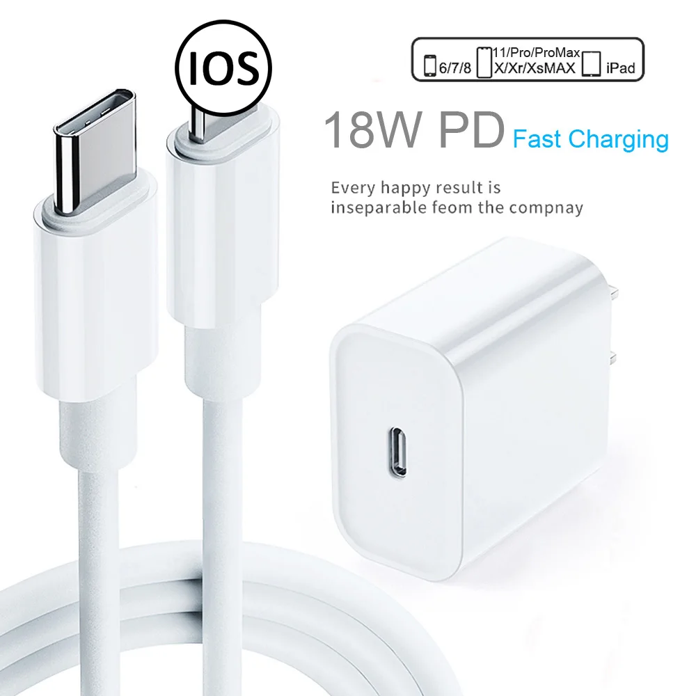 

PD 18W 9V/2A USB C Cable Fast Charging For iPhone 12 11 11Pro Max Xr Xs 8 Plus ipad air Macbook Charger Adapter Lightning Cable