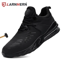 larnmern mens steel toe safety shoes shock absorbing shoes for men lightweight breathable anti smashing construction sneake