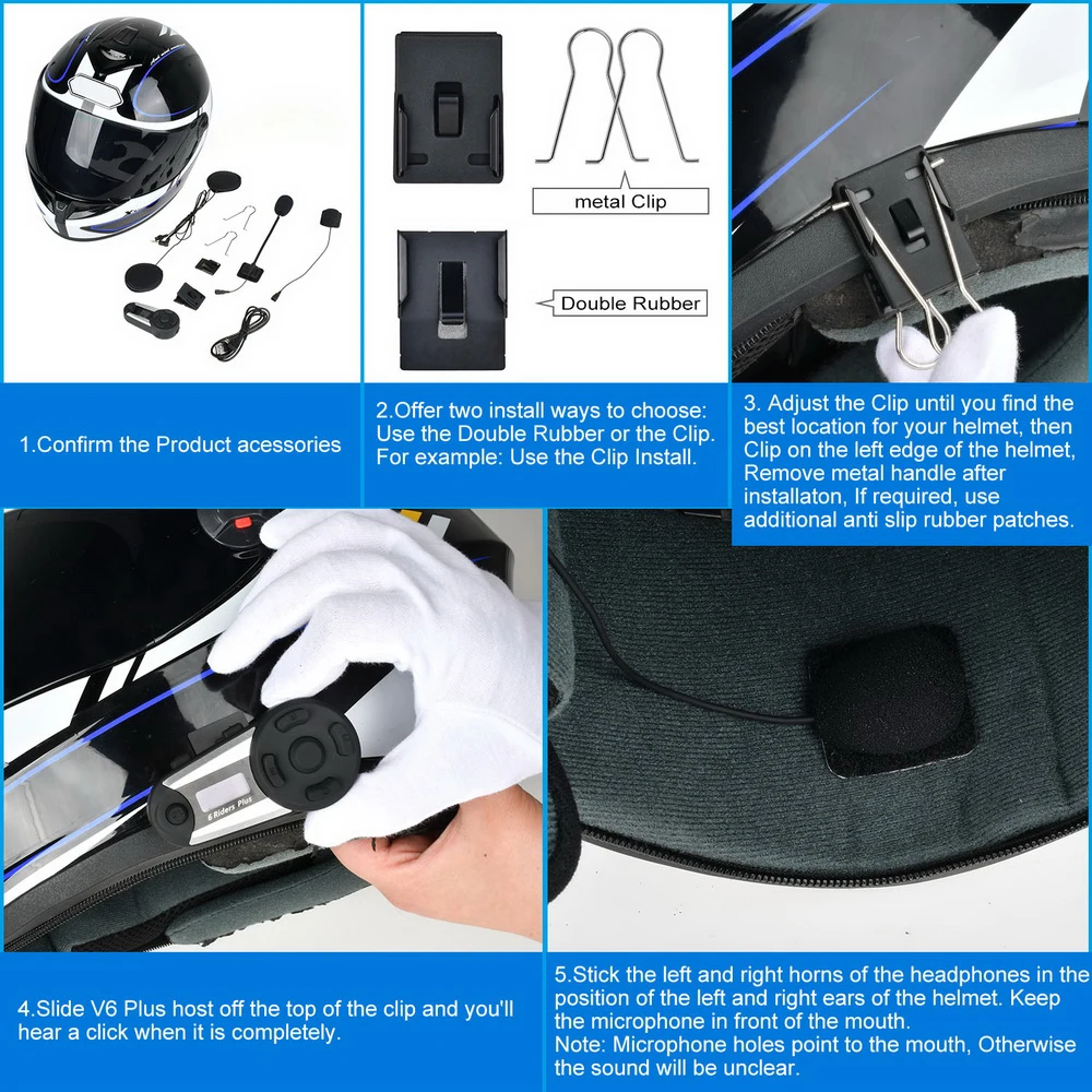 

Fodsports Motocycle Helmet Bluetooth Headset Intercom Accessories Bracket Clip Apply To V6 Plus Intercomunicador Moto