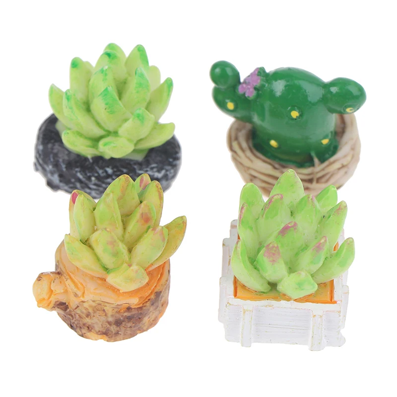 

1/4Pcs 1:12 Dollhouse Miniature Potted Succulent Plant Simulation Succulent Potted Home Decoration