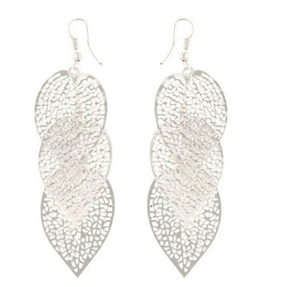 PENGBIN листья кисточки серьги Новинка пустотелыми листьями Длинные висячие