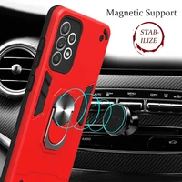 magnetic metal ring stand holder armor shockproof case for samsung galaxy a52 a72 soft tpu frame hard pc protective back cover