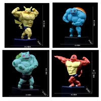 q version pokemon action figure muscle charizard bulbasaur squirtle pikachu dolls funny anime pocket monsters figure ornament