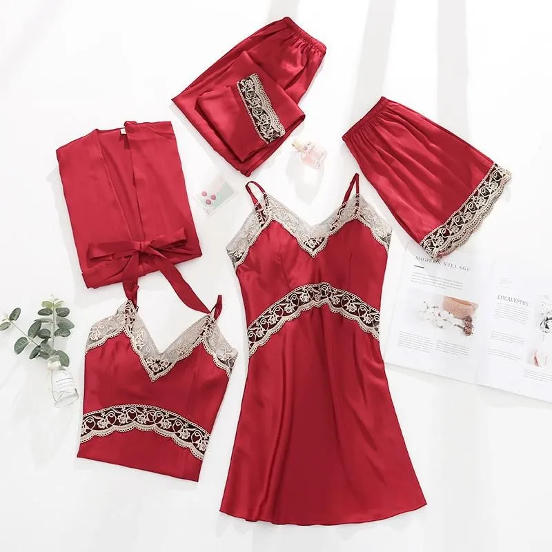 Сексуальный женский желтый халат кимоно комплект атласного халата ночная