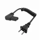 2-контактный штекер JP US NEMA 1-15P к IEC320 C7 AC короткий портативный шнур 2 контакта C7 под углом 20 см PU Spring Power cable 10-30 см выдвижной