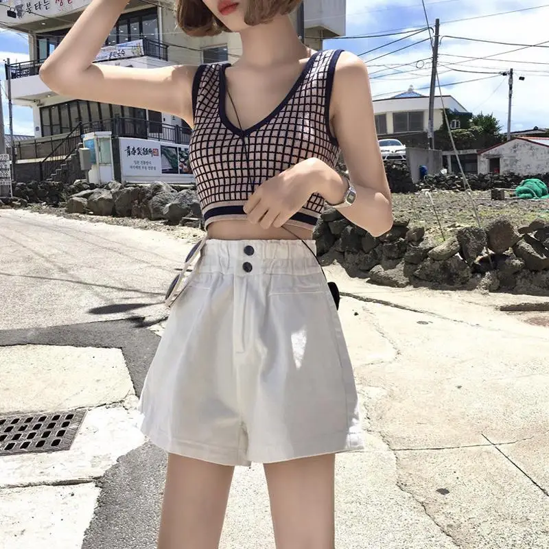 

Elastic Bud Waist A Line Shorts Women Summer Fashion Wide Leg Solid Color Elegant Shorts Plus Size Female Casual Loose Shorts