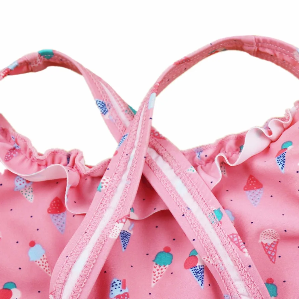 Купальный костюм для девочек 2-11 лет розовый купальник с изображением мороженого