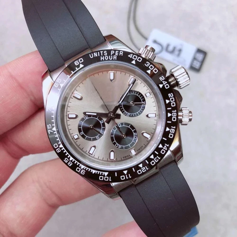 

Luxury Mens watch daytona Automatic Mechanical Rubber Strap Ceramic Bezel Sapphire Glass 316L stainless steel mens Watches