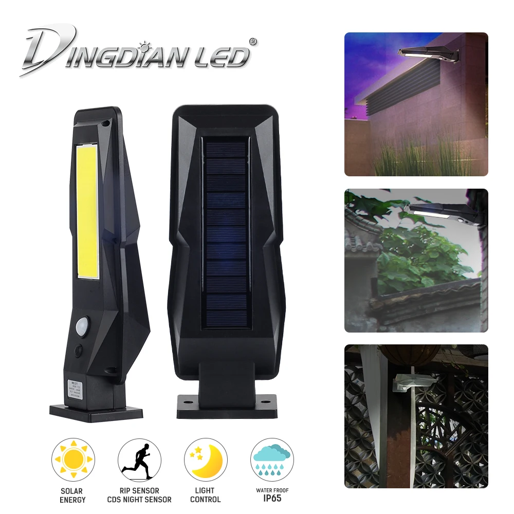 Батарея лампы стены 20 Вт COB Солнечный уличный светильник Водонепроницаемый Новый