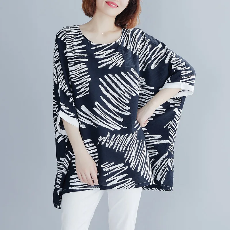 

Новинка 2020, винтажная Асимметричная женская футболка с коротким рукавом и большим круглым вырезом, полосатые летние футболки с принтом b369