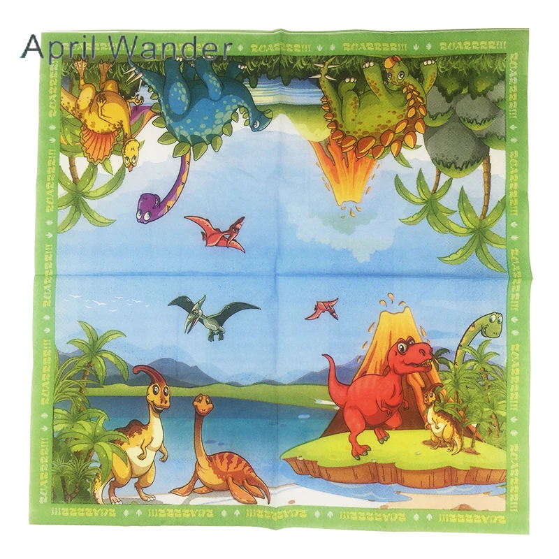 20 шт./лот новый стиль милая бумага с динозаврами салфетки динозавром Юрского