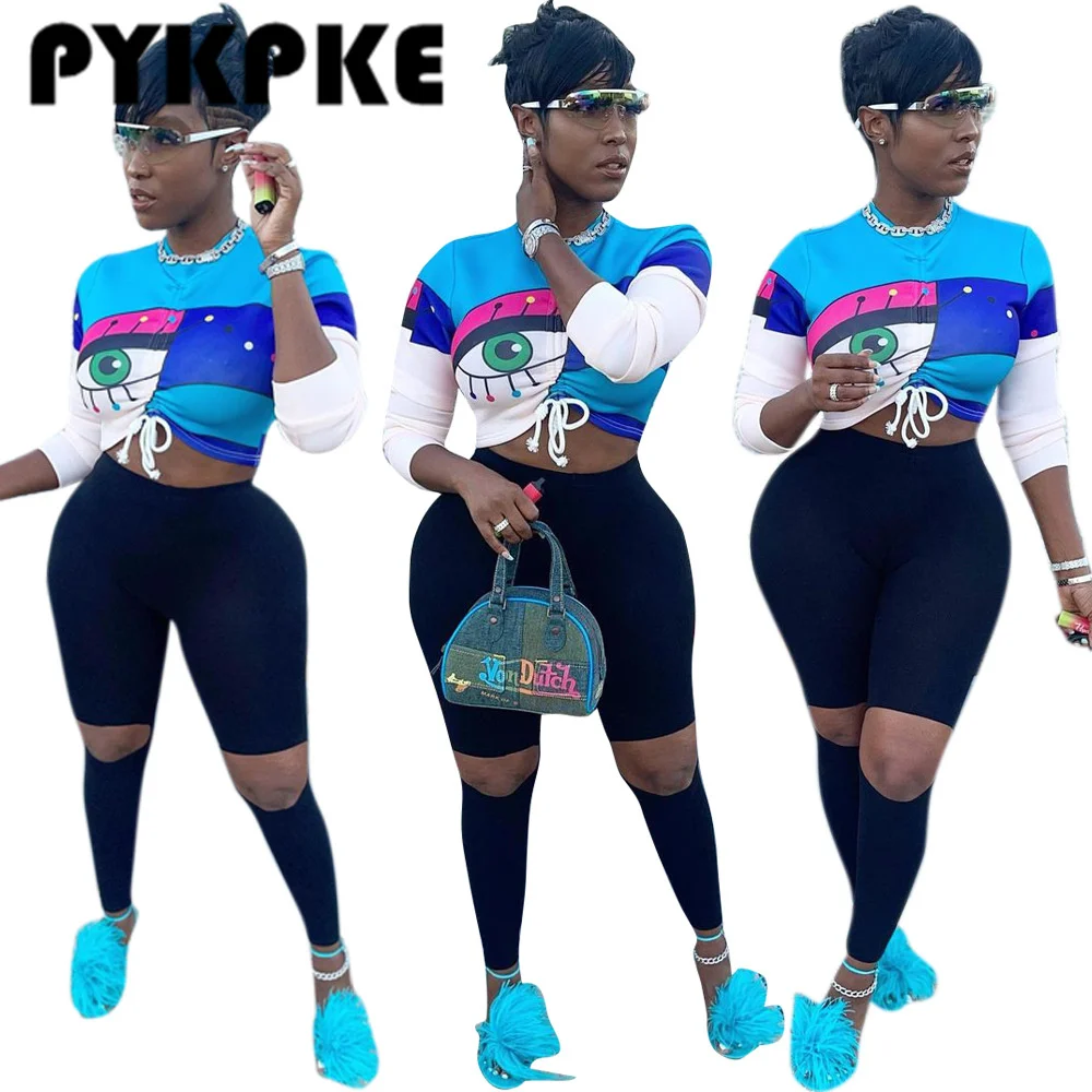 

Женская осенне-зимняя новая футболка с длинным рукавом и принтом в стиле пэчворк, модная уличная одежда, кроп-топы с Кулиской