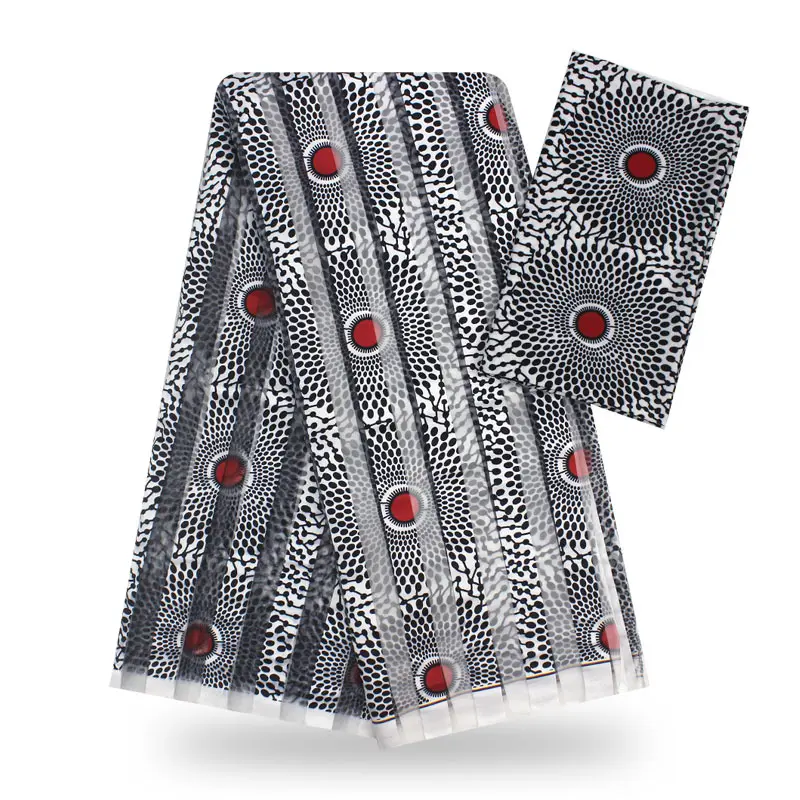 Черно-белая лента шелковая восковая Ткань Органза Шелковый материал африканская