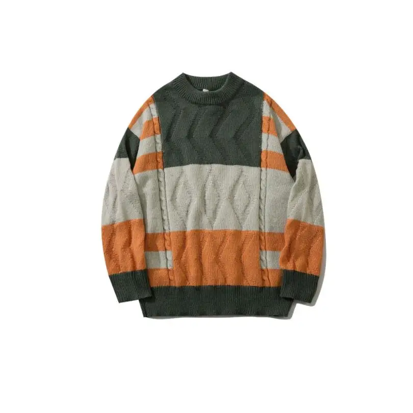 

Мужской свитер 2021 осень зима модный цветной блок пуловер мужской повседневный теплый вязаный свитер высокого качества уличный тренд w2217