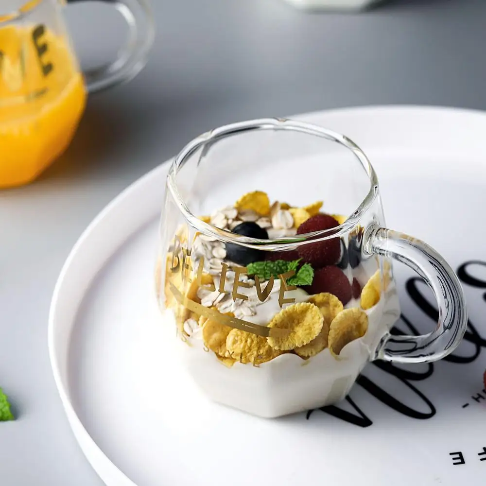 Толстые стеклянные молочные кружки кофейные для завтрака бытовые термостойкие